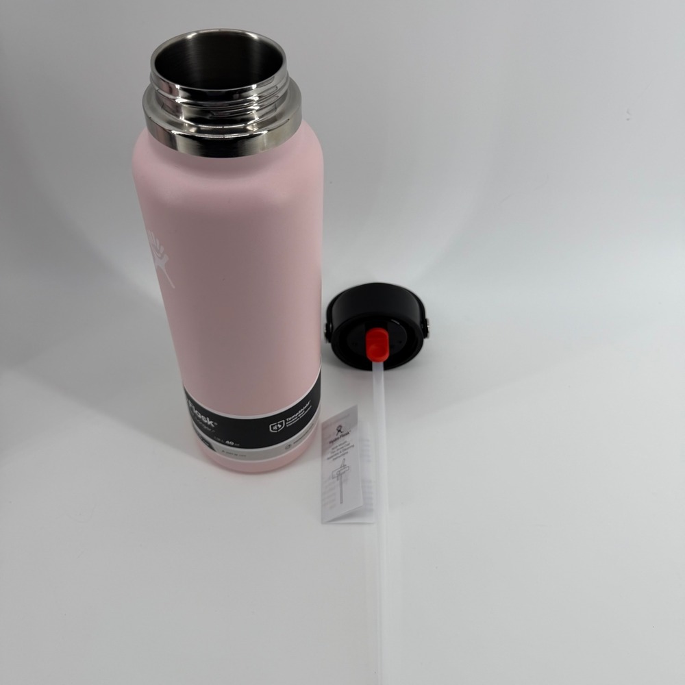 Hydro‎ Flask 40 oz Wide Mouth Water Bottle with Flex Straw Cap Soft Pink NEW